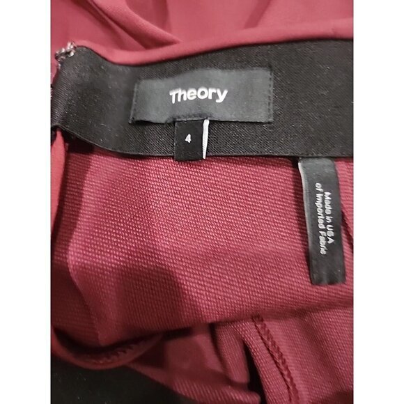 Theory Navalane Neoteric Womens Mid-Rise Burgundy Red Trouser Pants 4 - Picture 5 of 8